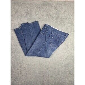 Womens Blue Denim Jeans 16W Wide Leg Baggy Y2k 90's Hippie